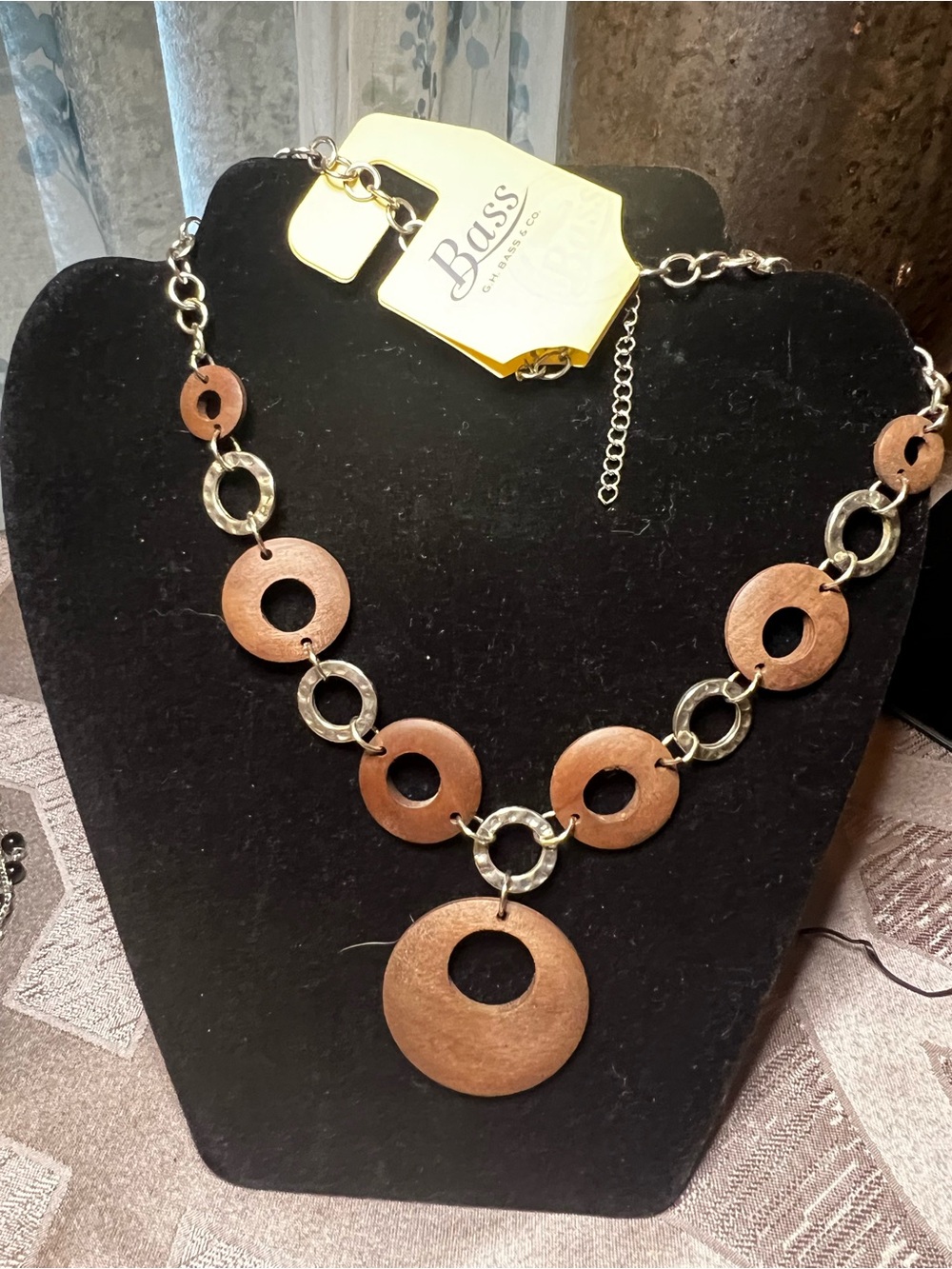 NWT G.H. Bass & Co. Boho Wood Statement Necklace
